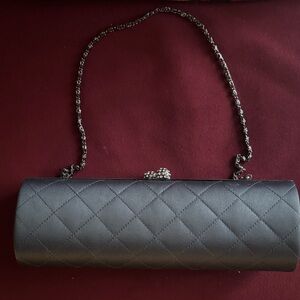 Kate Landry Silver Quilted Clutch